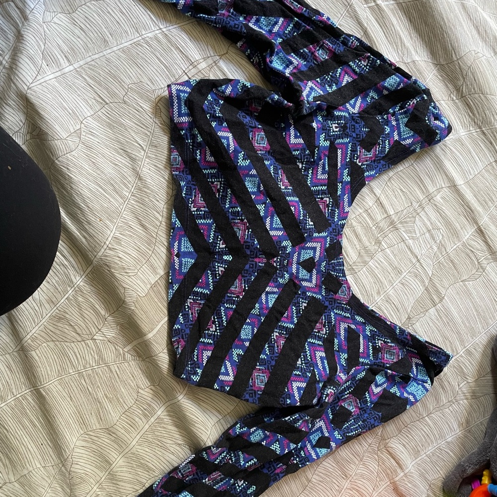 Charlotte Russe Blue and Black Patterned Top